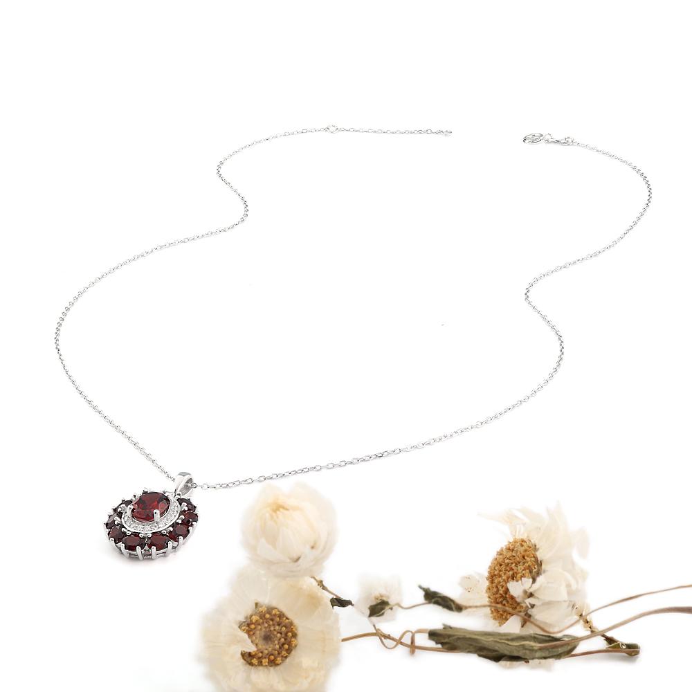2026,Flower design 925 sterling silver necklace natural garnet pendant January Birthstone fine jewelry for women's birthday gift