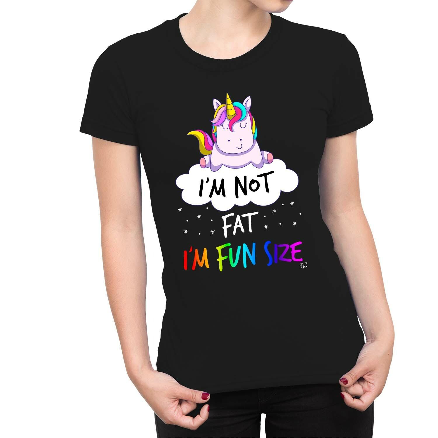 1Tee Womens I m Not Fat I m Funsize Unicorn T-Shirt L