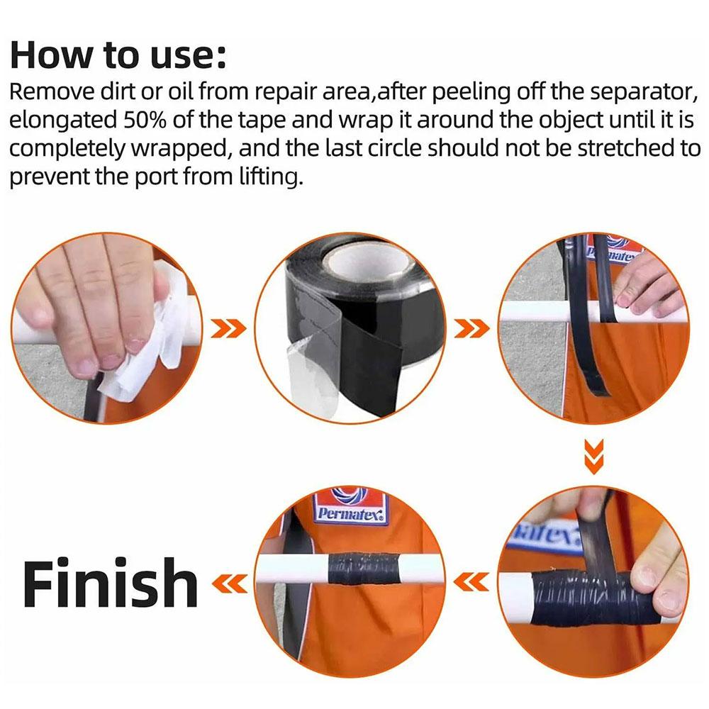 Repair Tape Self Fusing Wire Hose Bonding Rescue Performance Transparent Silicone Black Pipeline Seal Water Pipe Strong Repair