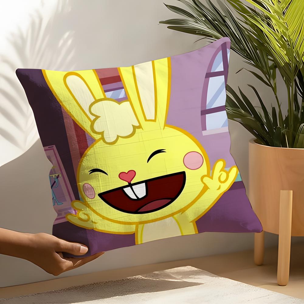 Cute Cartoon H-Happy Tree Friends 4 Linen Cushion Covers For Decorative Sofa Home Pillows Case Car Chair Pillows Cases