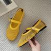 Summer Mesh Heels Women Flat Shoes Fashion Round Toe Buckle Strap Casual Sandals