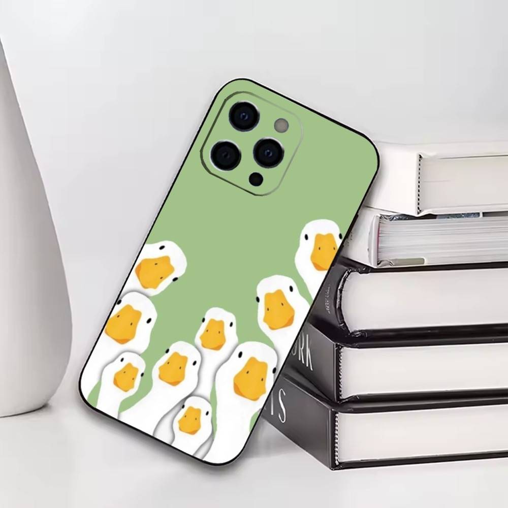 

Cute Cartoon Cat & Duck Aesthetic Phone Case For iPhone17,16,15,14,13,12,11 Plus,Pro Others Soft Black Cover iPhone14Plus