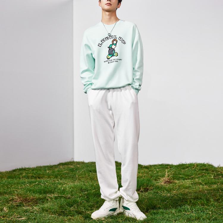Anta Cartoon Anime Letter Print Crew Neck Long Sleeve Sweatshirt Men Sweatshirt Moss-Green 952311701-2