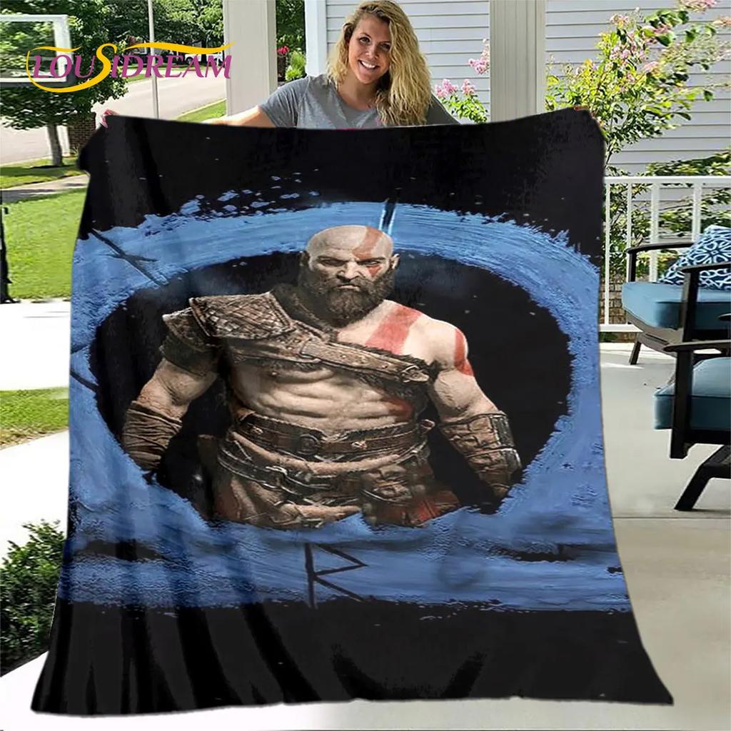 God of War Spiel Spieler Weiche Plüschdecke, Flanelldecke Überwurfdecke für Wohnzimmer Schlafzimmer Bett Sofa Picknick Abdeckung Bettdecke