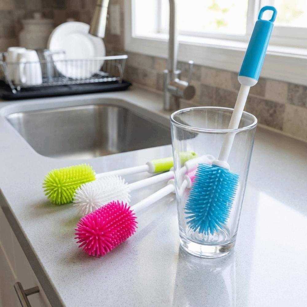 Eco-Friendly 360-Degree Rotating Cleaning Brush Silicone Cup Brush  Baby Feeding Bottles
