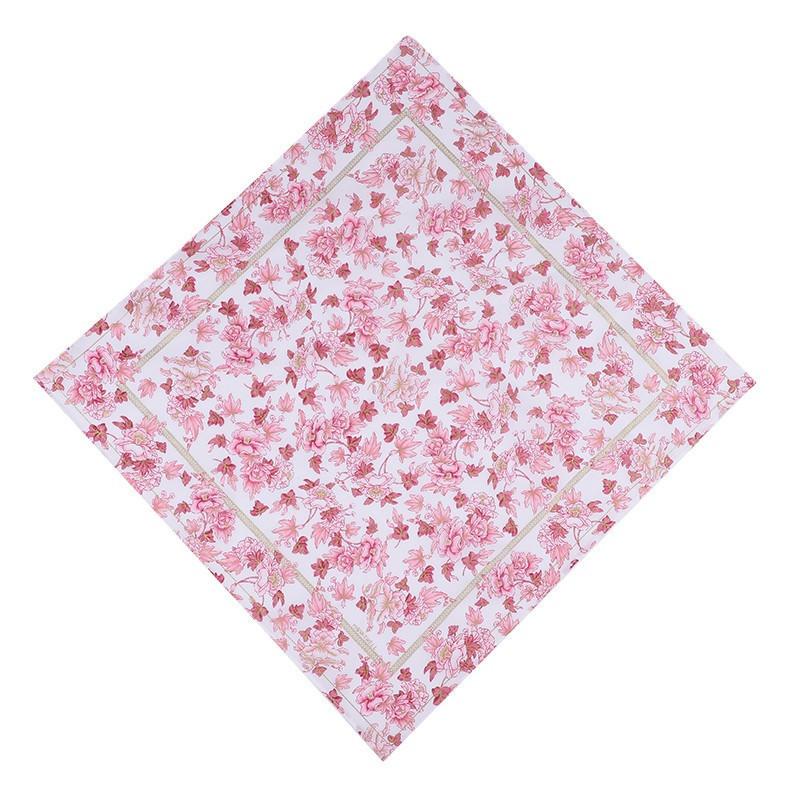 3Pcs 45x45cm 100% Cotton Vintage Rose Flower Women Handkerchiefs Bandannas Hand Towel Wedding Tea Party Favors