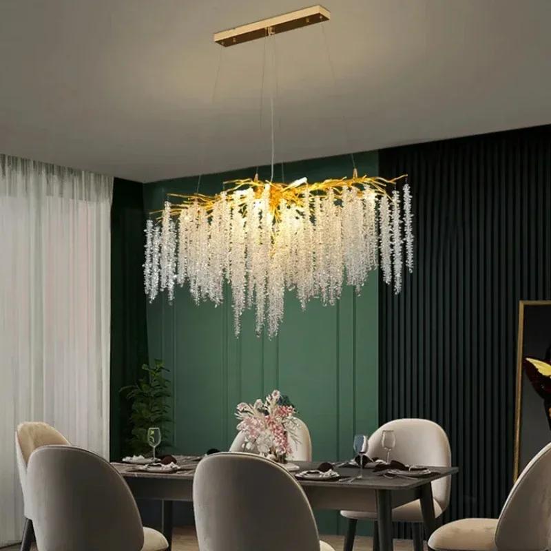 Nordic Luxury Branch Gloss Crystal Chandelier Modern Dining Table hotel Pendant Indoor Home Lighting Decorative Ceiling Light