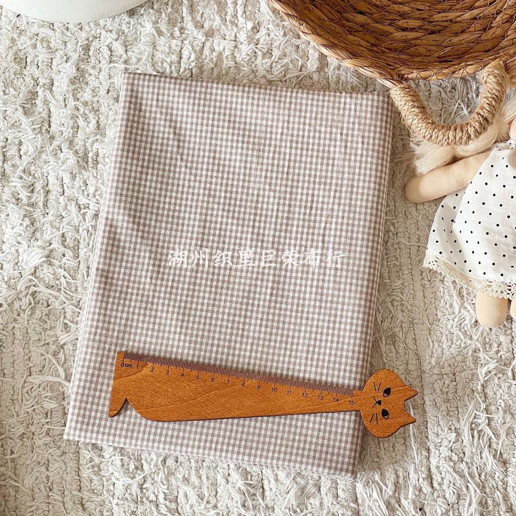 145x50cm Coffee Color Cotton Fabric Woven Check Cloth for Women Clothing Bags Hair Accessories Sewing Cloth