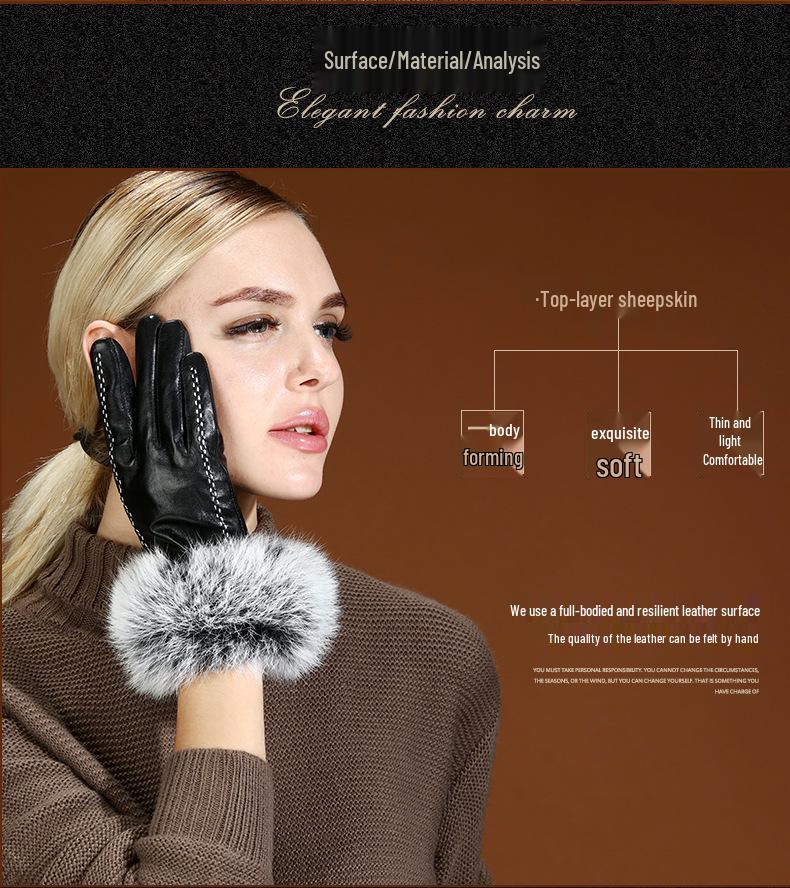 Women’s Winter Touchscreen Sheepskin Gloves - Warm, Windproof, Fur-Lined for Driving, Skiing, Riding