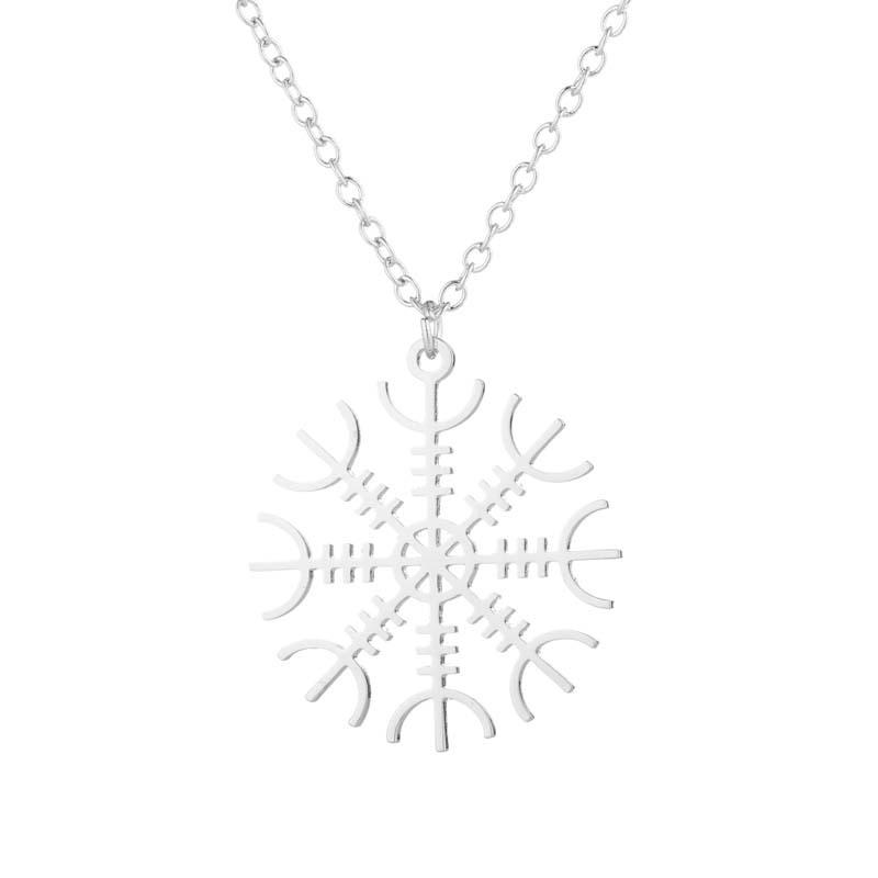 Women's Japanese & Korean-Style Snowflake Pendant Necklace - Stainless Steel Clavicle Chain, Simple Christmas Fashion Accessory.