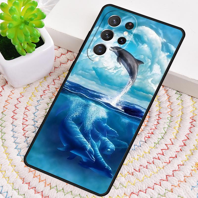 Cute Blue dolphin Sea Phone Case for Samsung Galaxy note 10 pro S26 Ultra S23 S24 FE S25 S21 S22 PLUS shockproof Cove