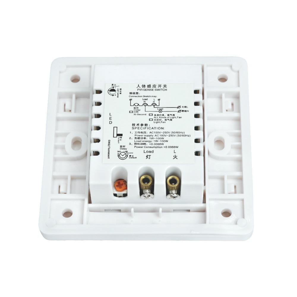 Etouch Original 110V 220V AC Time Delay Adjustable Ambient Light Adjustable Wall Mount PIR Motion Sensor Light Switch 017