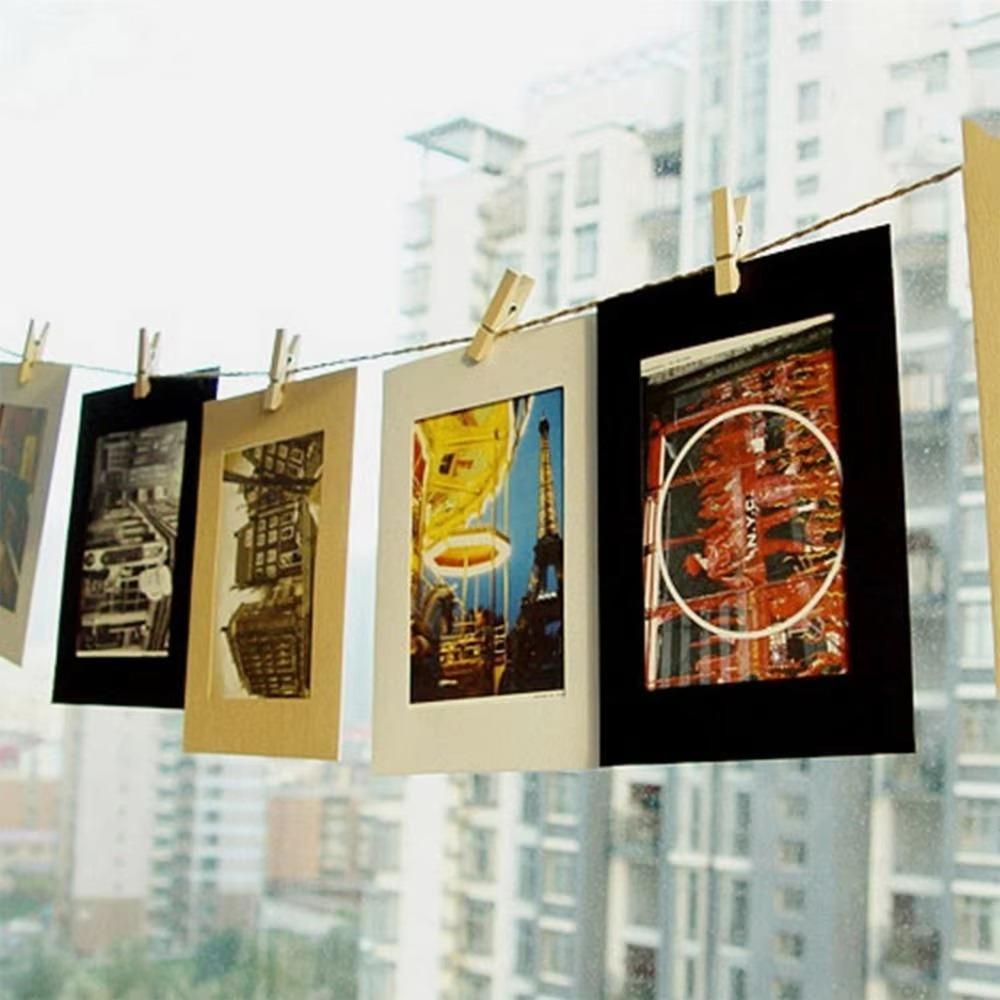10 Pcs 2M Rope DIY Kraft Paper Picture Frame with Clips Picture Photo Frame  Home