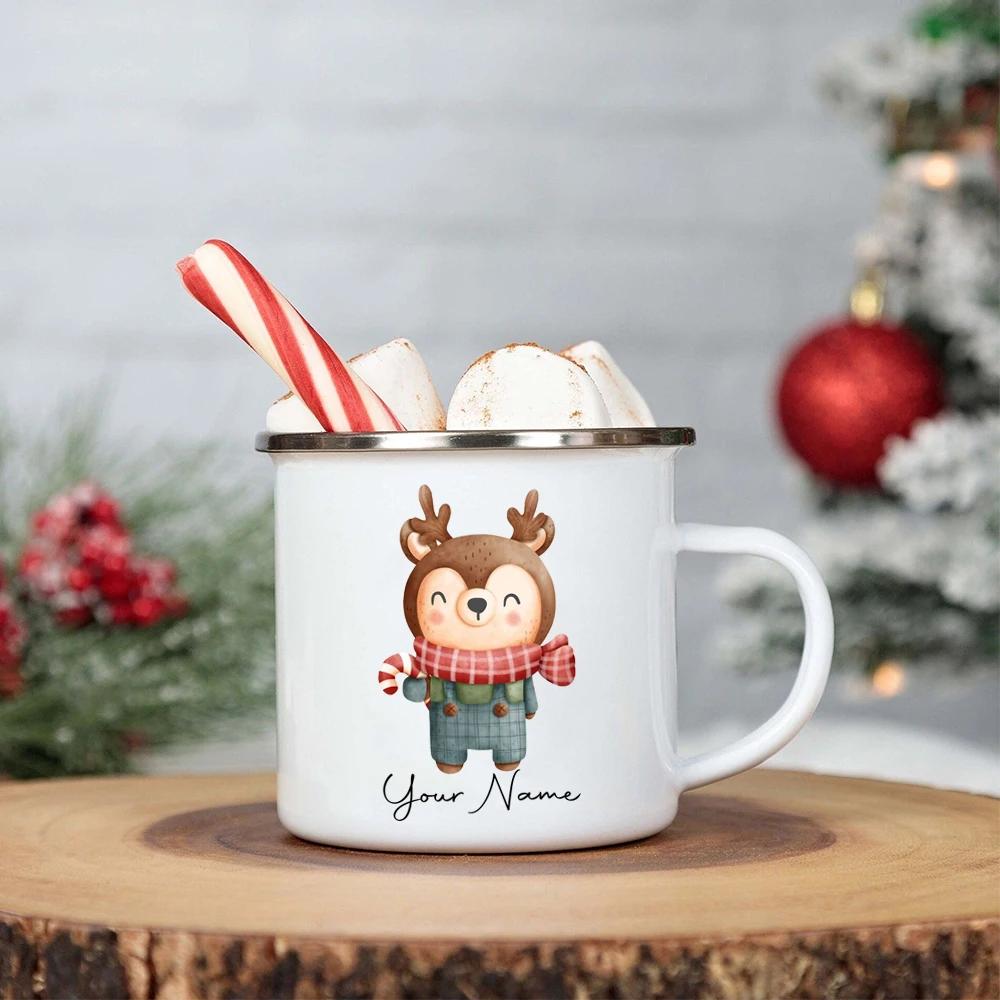 Personalised Christmas Childrens Hot Chocolate Mug Kids Xmas Enamel Mug Stocking Stuffer Gift Christmas Eve Box Ideas Gift