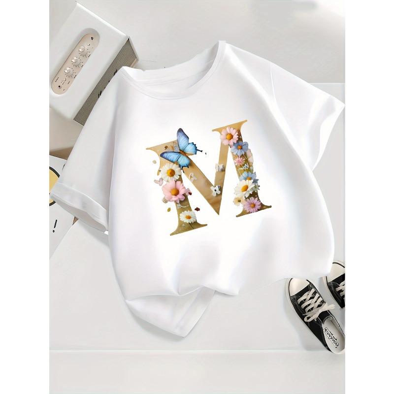 European sizes Girls Fashion Round Neck T-Shirt 110 белый