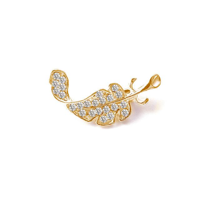 All -Match Exquisite High -End Small Jewelry Sweet Rhinestone Leaf Brooch Unisex Pin