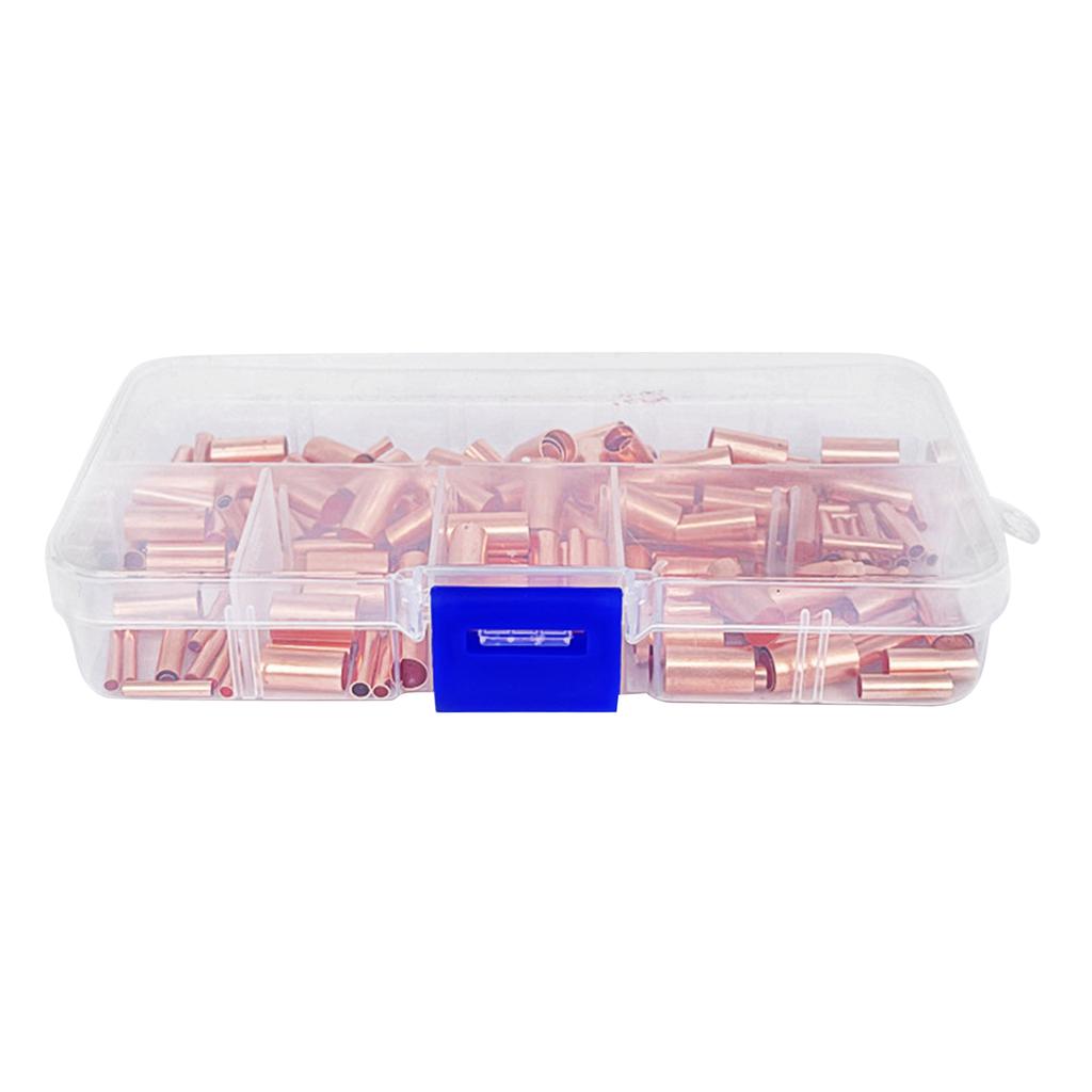 Pack of 250 Brass Wire Connectors Electrical Crimp Tube Terminals High Conductivity Crimp Connectors Set for Home Wiring