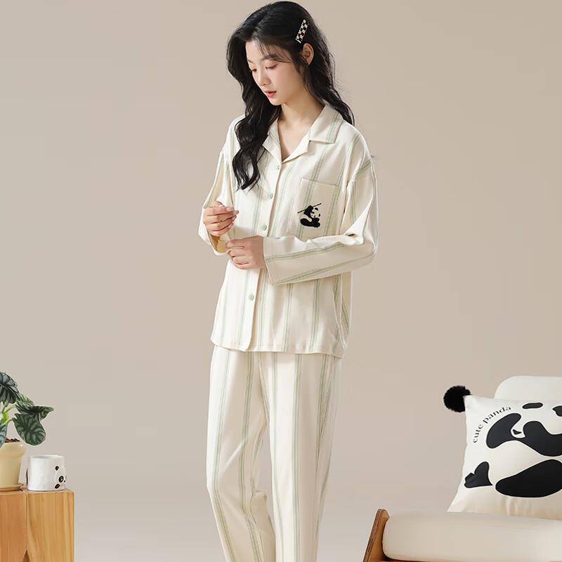 XUEXIMAN Women's Fresh Cotton Pajamas for All Seasons, Loose-Fitting Loungewear Set, Suitable for Outdoor Wear, Plus Size