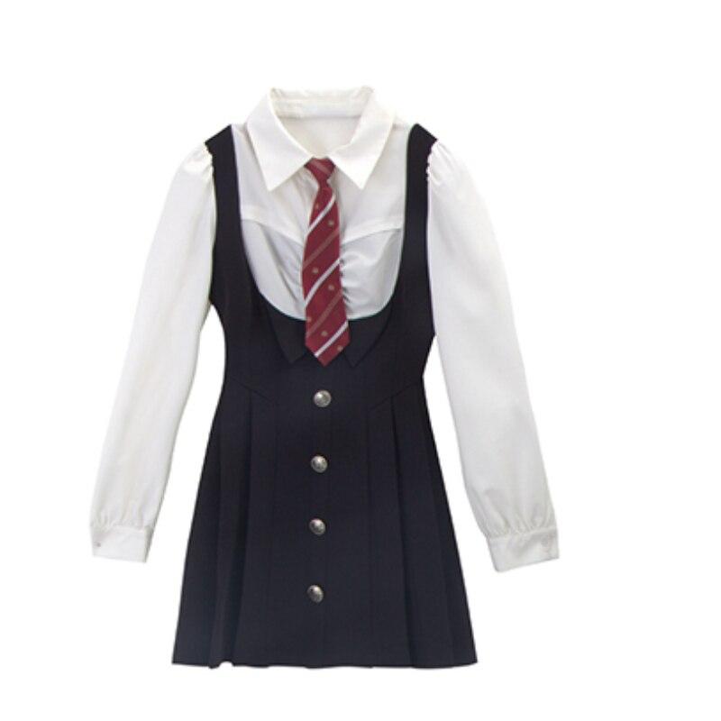 Korean Fashion Fake Two Dress Long Sleeve 2022 Summer Design Casual Elegant Mini Dress Woman Beach Slim Short Party Dress Chic