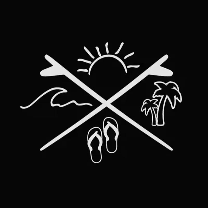 Summer Surf Vinyl Car Stickers Waterproof Decals for SUV Truck Van Beach Travel Wave Design Auto Decor Accessories