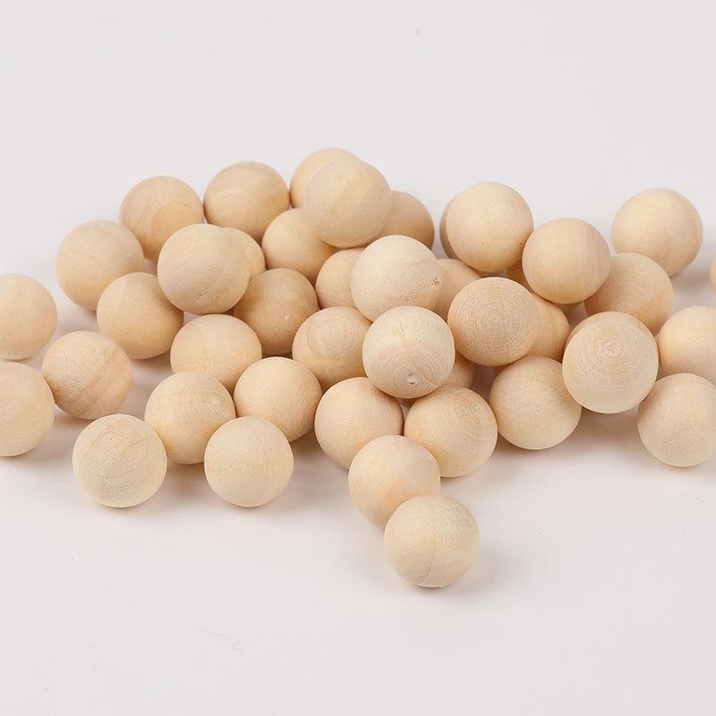 Solid Natural Wood Round Beads - Small Loose Beads In Natural Wood Color