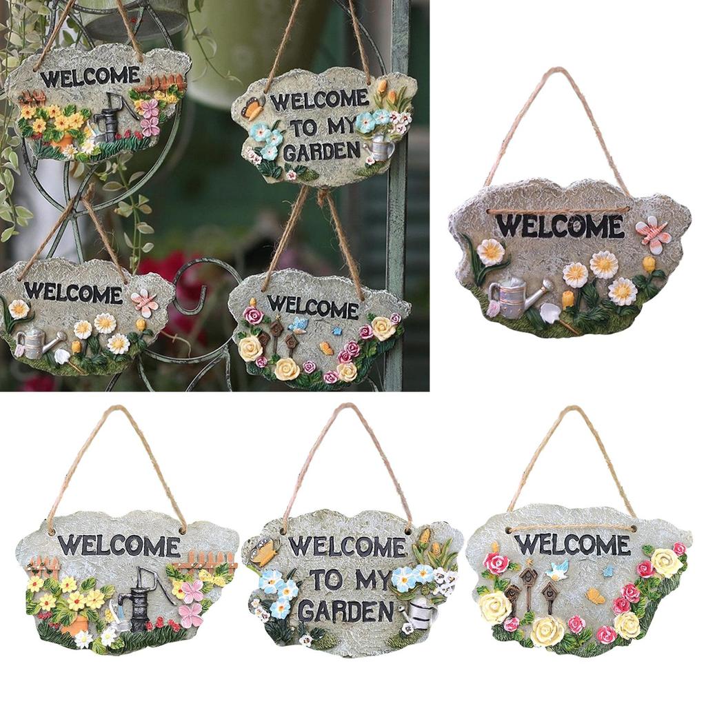 Resin Welcome Door Sign Plaque for Home Cafe Office Garden Decoration