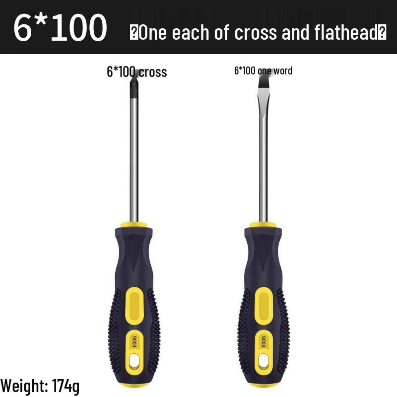 High Strength Phillips & Slotted Screwdriver Set with Non-Slip Magnetic Handle, Chrome Vanadium, High Hardness