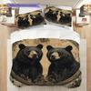 Black Bear Pattern Bedding Quilt Set Quilt Cover Pillowcase Home Decoration Birthday Gift (1 * duvet cover + 2 * pillowcase, without core)