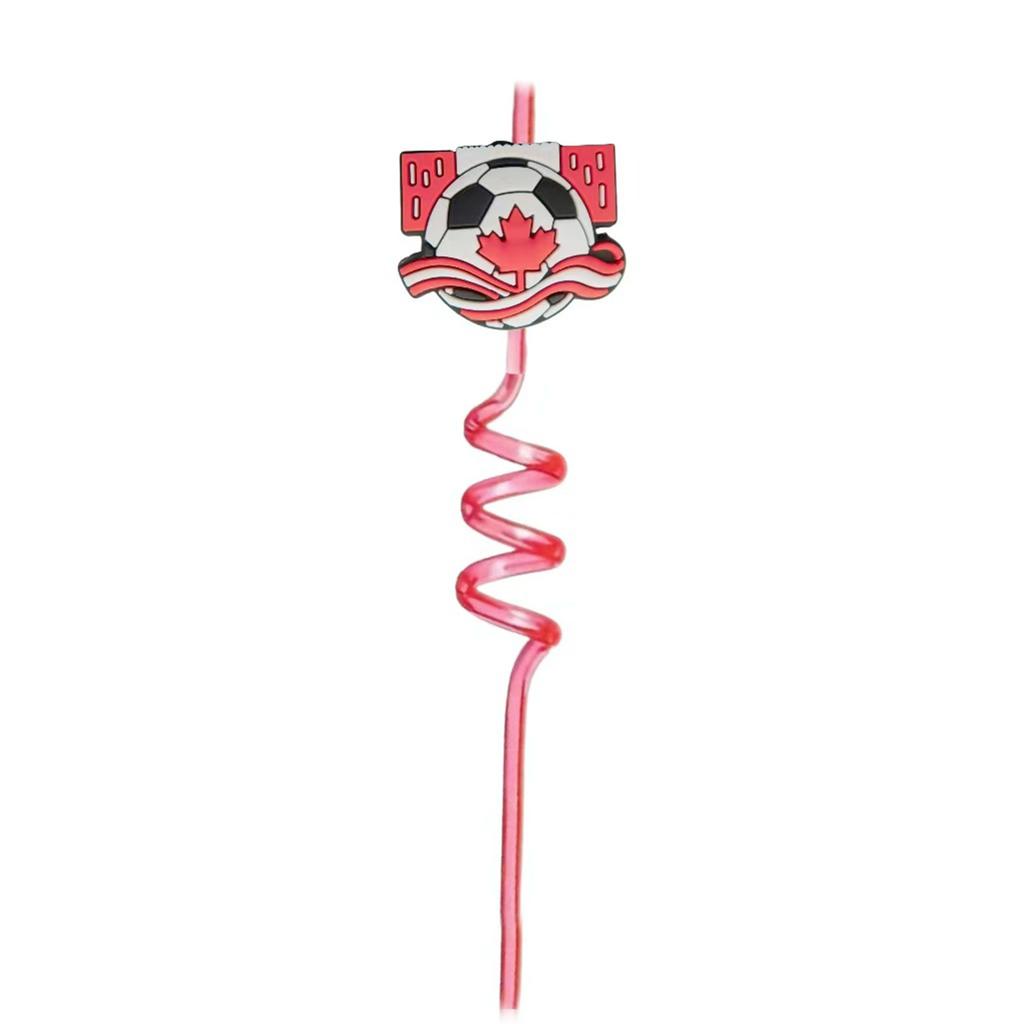 Reusable Spiral Straws with Soccer and Castle Topper for Parties and Everyday Use Pack of 1 Straws for Drinks and Celebrations