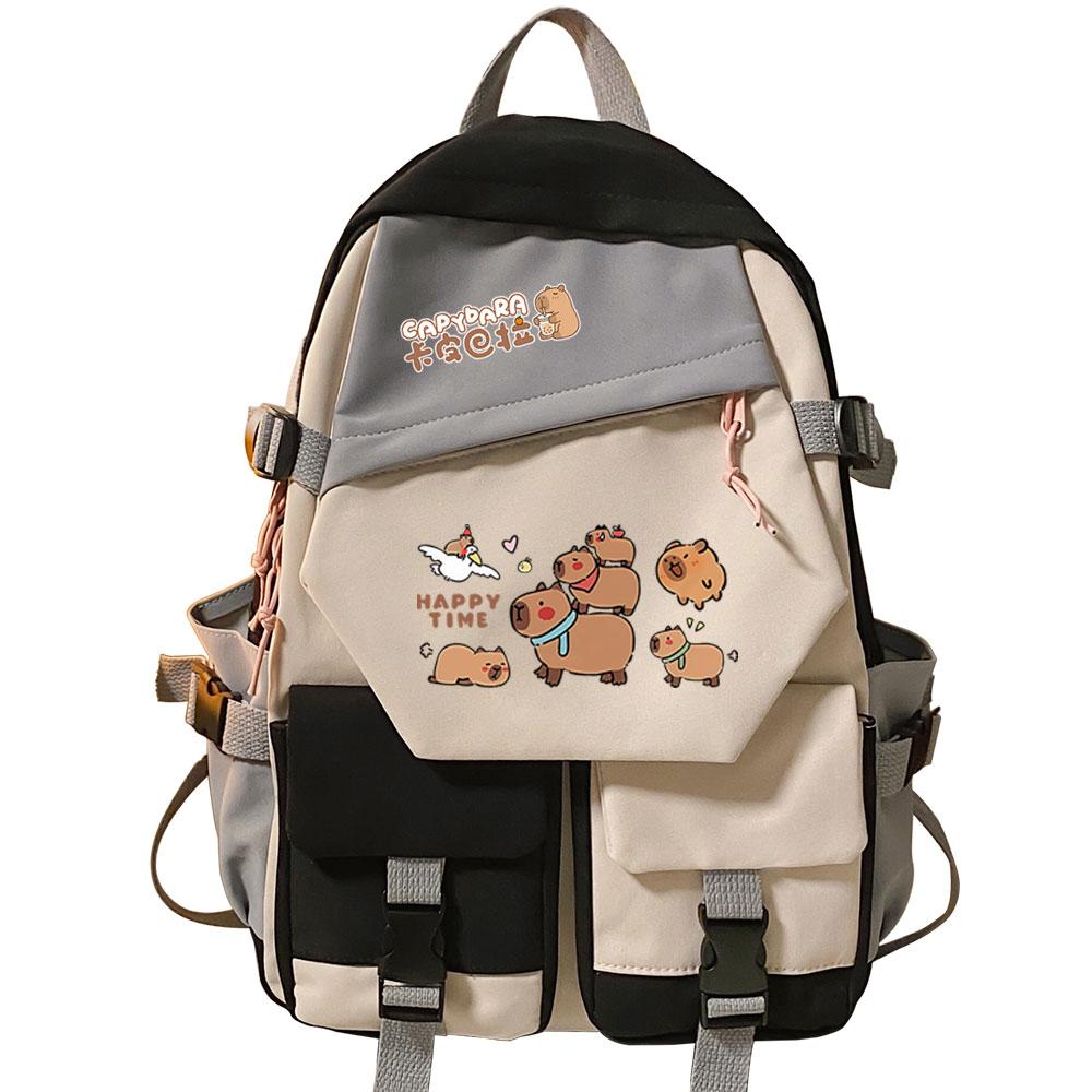 Kawaii Capybara Mochila, Girls Kids Back To School Book Bags, Women Patchwork Bagpack, Teenagers Schoolbags Student Backpack