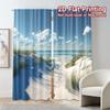 2pcs, 2D FLAT PRINTING Curtains (Without Rod) Seaside Serenity Popular Curtains&Window Treatment Machine Washable Fabric