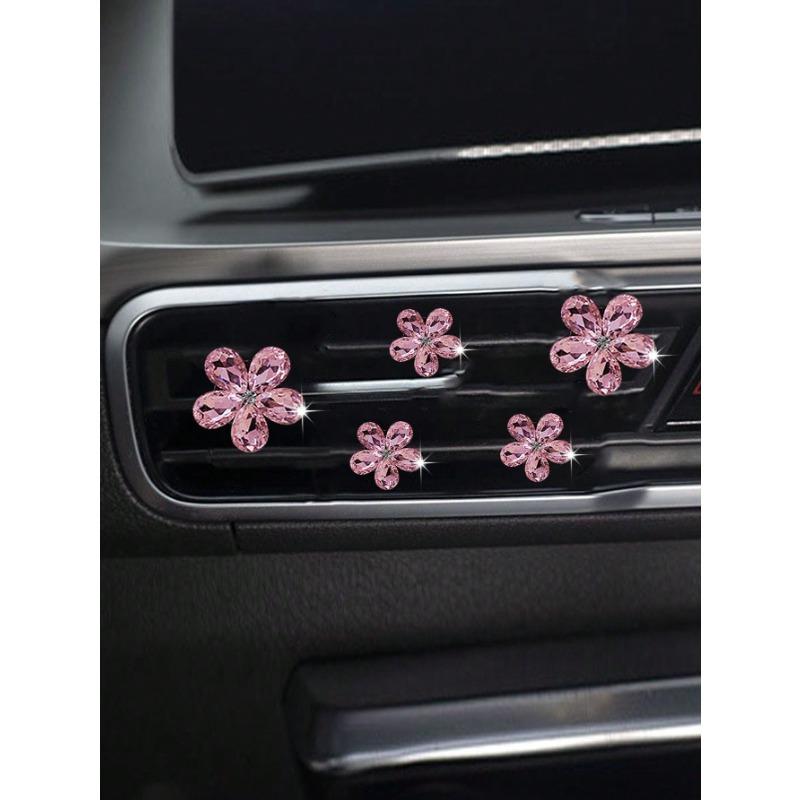 5 Pezzi Decorazione Strass a Forma di Fiore Cristallo Artificiale Clip per Bocchetta Aria Auto