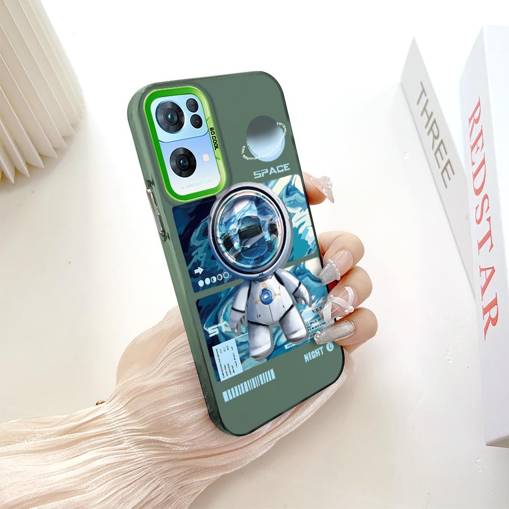 جراب هاتف مزدوج الجوانب مقاوم للصدمات ومضاد للسقوط بنمط مطلي بلون فضي ملون لهاتف OnePlus OPPO Reno Realme