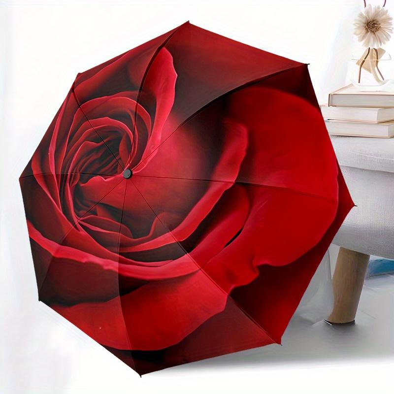 

Red Rose (2) umbrella 8 frames automatic umbrella suitable for travel and daily use Christmas Halloween gift choice Iron&8K