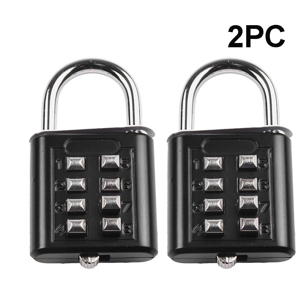 8 Digit Combination Outdoor Padlock Waterproof Zinc Alloy Smart Lock with Key for Travel Luggage Storage Anti-Theft