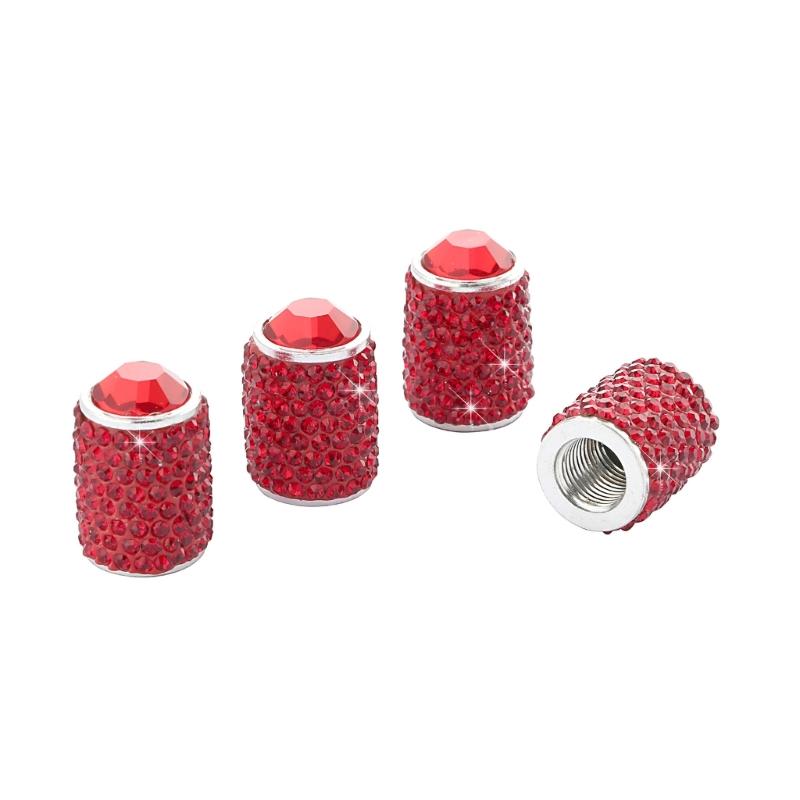 4pcs Rhinestones Tire Valves  Caps General  Dustproof & Rustproof Tire Caps Decorative Car Valves  Caps for Car & Bike
