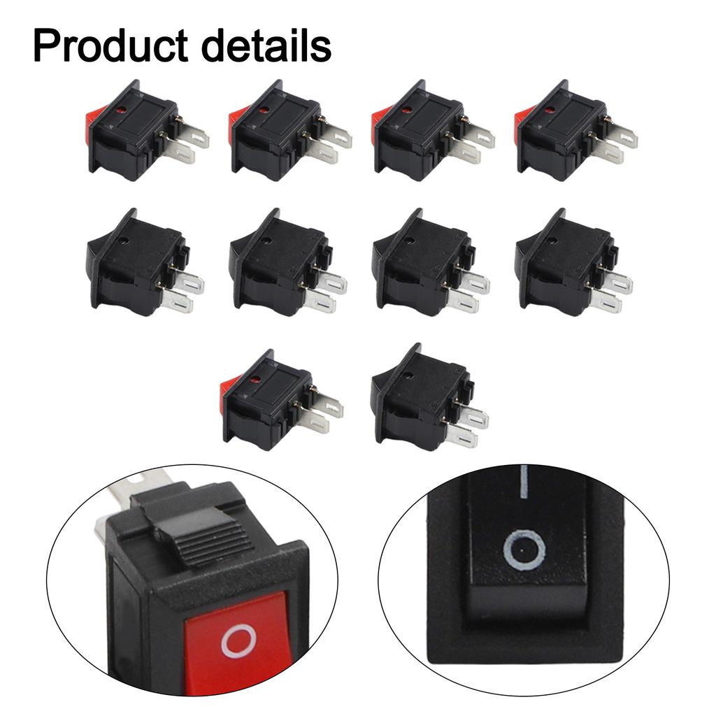 Boat Rocker Switch SPST Rocker Switch Automotive Accessories Compact Design 10PCS Pack 2-pin ON-OFF Single Pole SPST 125VAC 6A