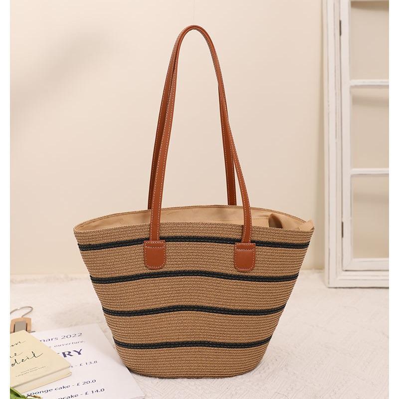 Women's Large Straw Beach Tote - Summer Handbag, Seaside Shoulder Bag, Vegetable Basket Style