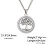 Tree of Life Clear Zircon Round Pendant Necklace Women Stainless Steel Gold Color Neck Chains Luxury Jewelry Wedding Gift