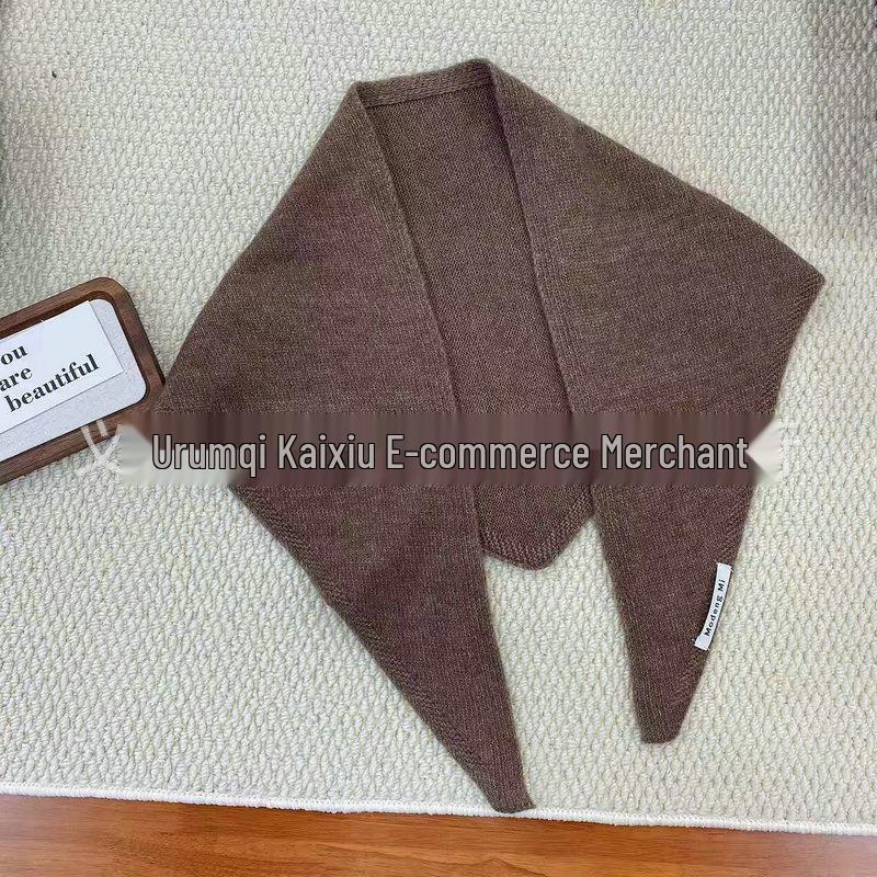 British Niche Brand: Women's Wool Knitted Triangle Scarf – Warm, Versatile, Multifunctional Headscarf.
