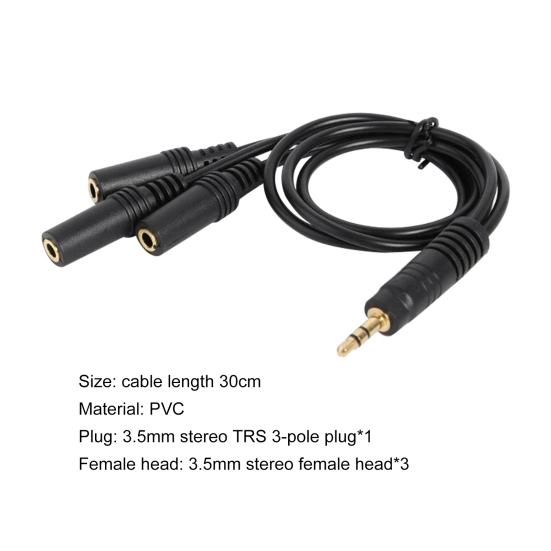 Audio Extension Cable Universal 1 to 3 Ways PVC 3.5mm 1 Male to 3 Female Audio Splitter Adapter for Headphone