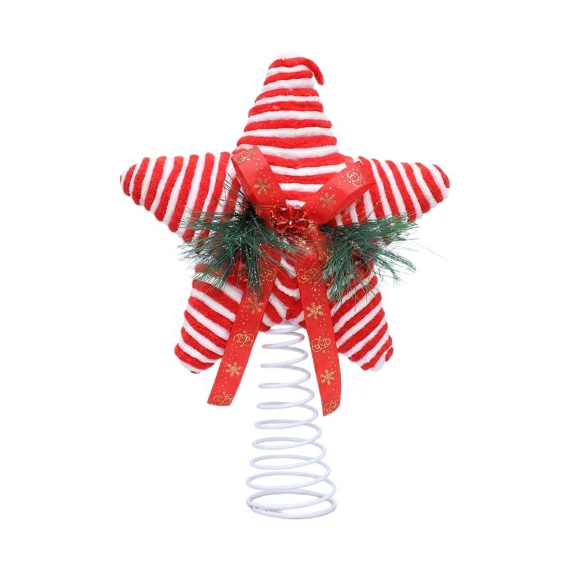 Metal Spring Base Tree Top Ornament for Indoor Christmas Use with Soft Fabric Finish and Seasonal Display Accent