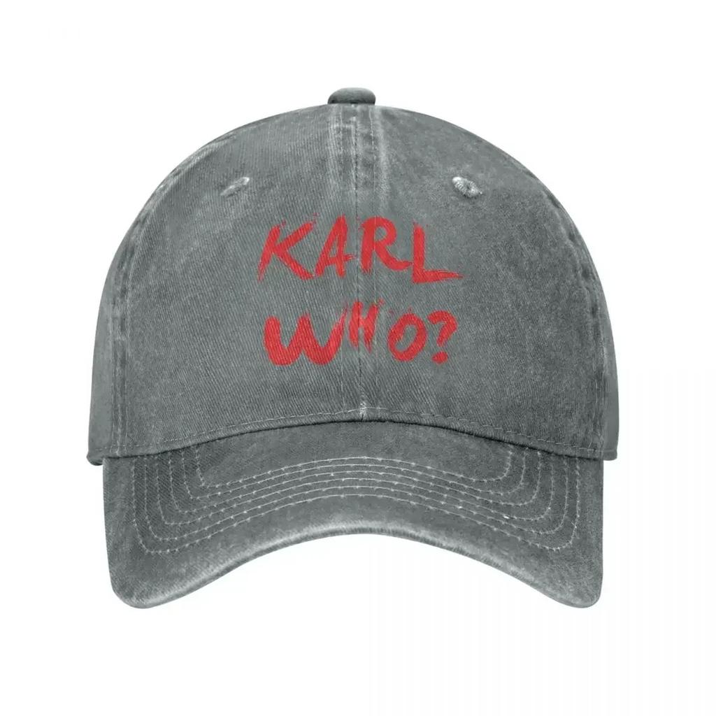Vintage Karl Who Slogan Baseball Cap Men Women Distressed Denim Headwear Outdoor Running Golf Unstructured Soft Caps Hat
