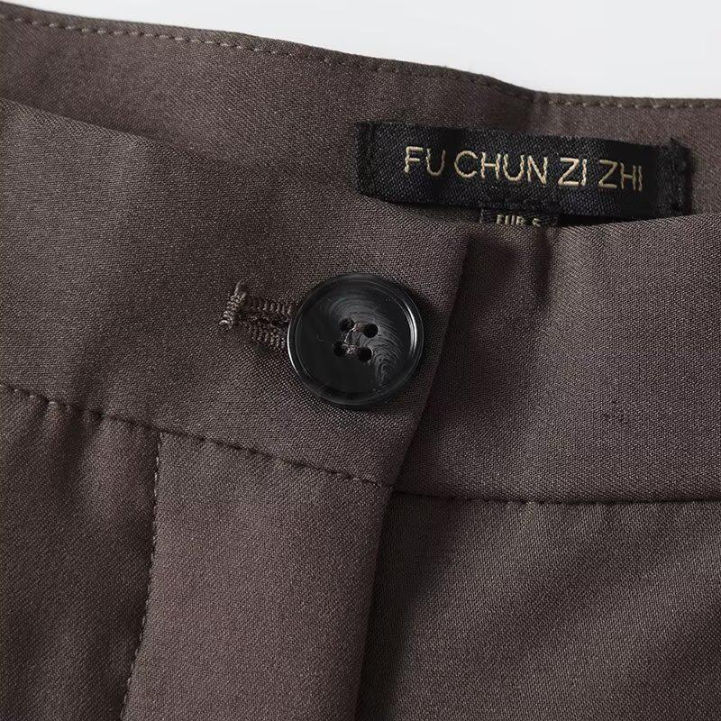 Women's Spring 2025 Double-Pleated Straight-Leg Loose Commuter Pants