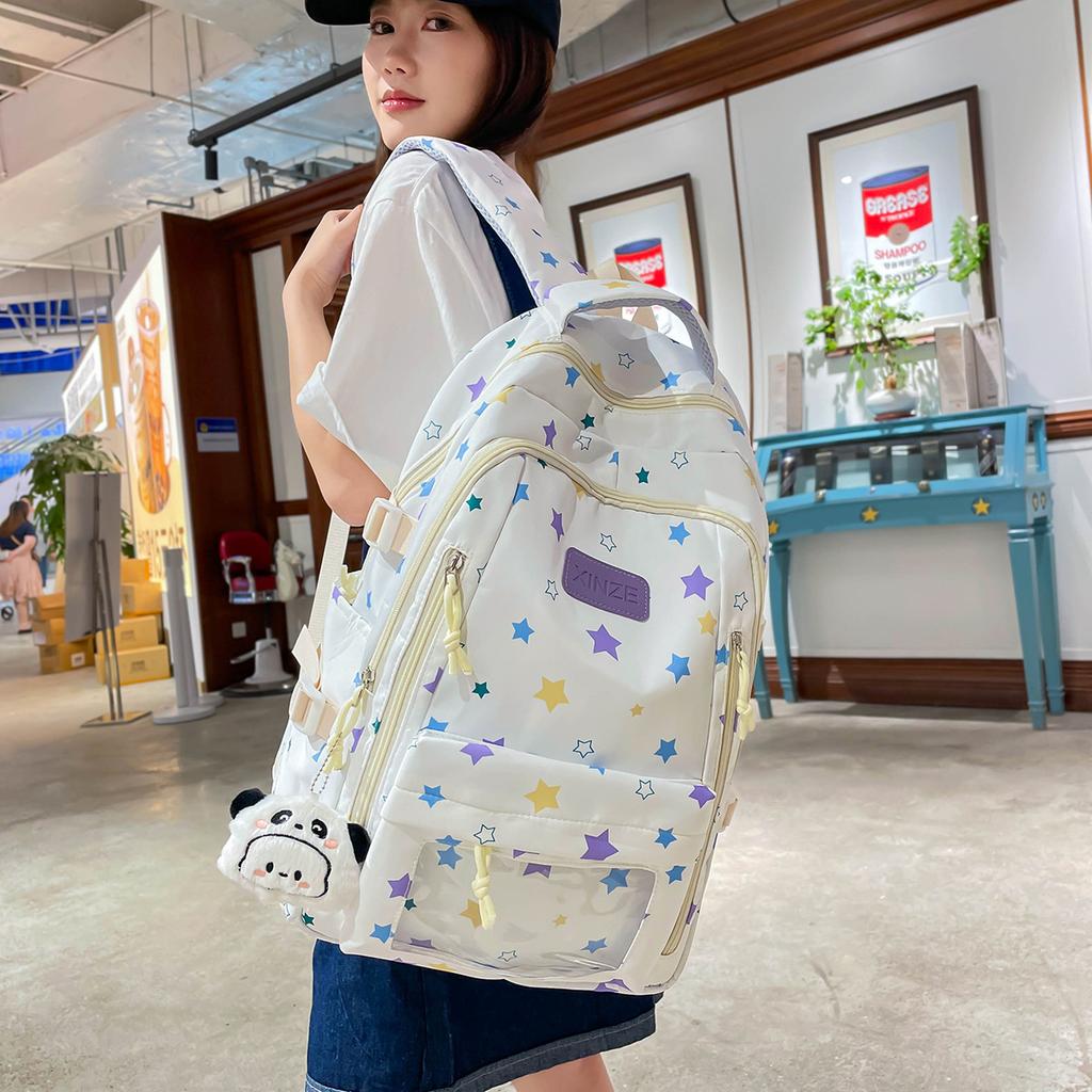 Schoolbag Campus School Bag Female Junior High School Student Cute Versatile Travel Backpack Large Capacity Leisure High School Student Backpack