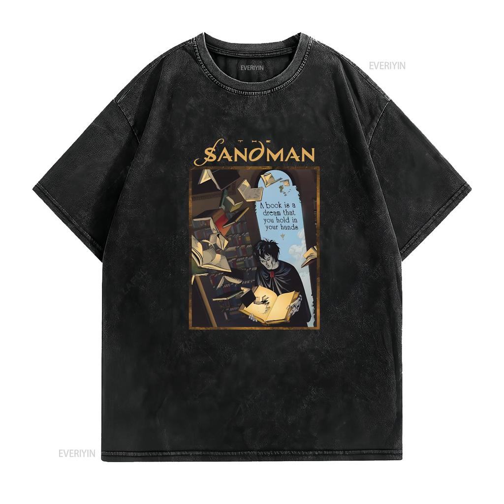 Sandman Book T Shirt Heavy Cotton Dream Morpheus Endless Vintage Washed Fashion Designer Clothes Versatile