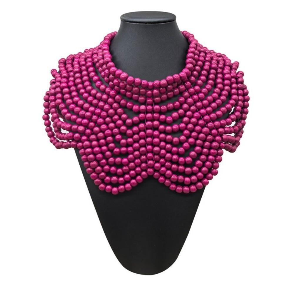 Multi-Layer Bead Necklace Handmade Collar Fashion Shawl Women розы красного