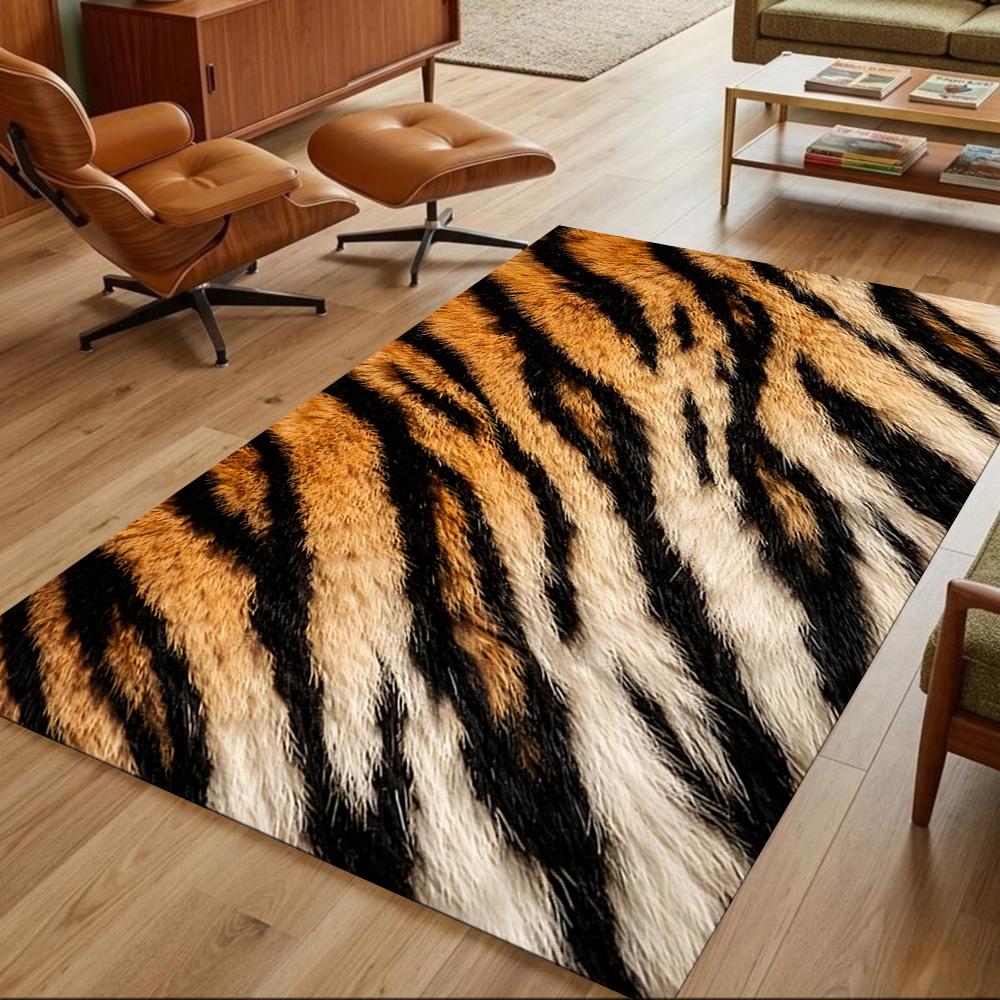 Tiger Stripe Pattern Close-up Non-Slip Home Carpet Design for Office Decor Living Room Bedroom Gift