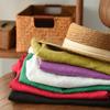 Women Solid Linen Sleeveless Tank Top Round Neck Loose Side Split Casual Vintage Literary Summer Camisole Blouse