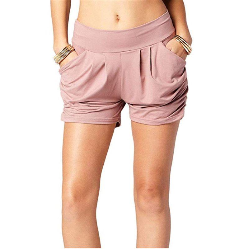 Stylish Women Summer High Waist Casual Shorts Featuring Pleated Design And Soft Material With Pockets